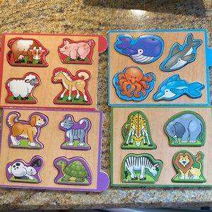 Melissa & Doug 4 wooden mini puzzles